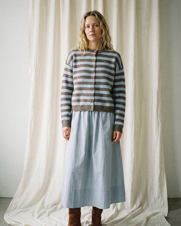 LA ROUGE ApS Sisse Striped Cardigan Cardigan Light Blue/Brown Stripe