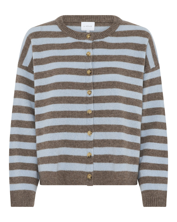 LA ROUGE ApS Sisse Striped Cardigan Cardigan Light Blue/Brown Stripe