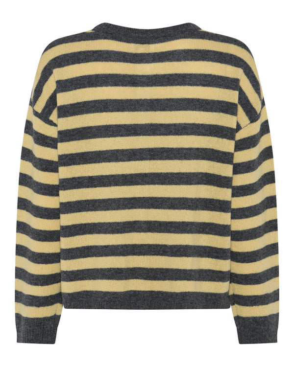 LA ROUGE ApS Sisse Striped Cardigan Cardigan Yellow/Grey Melange