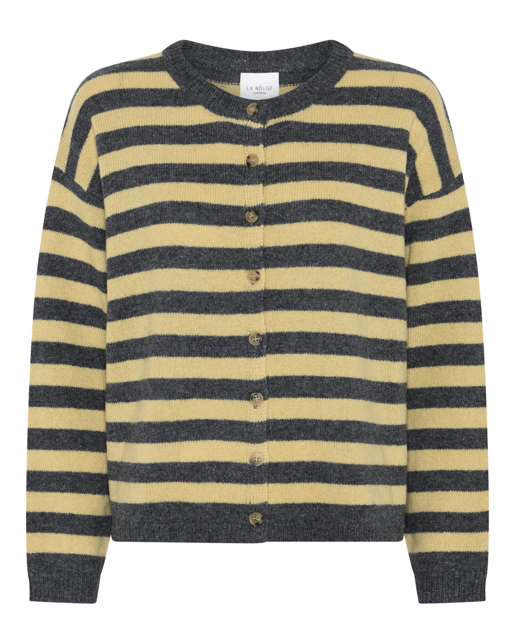 LA ROUGE ApS Sisse Striped Cardigan Cardigan Yellow/Grey Melange