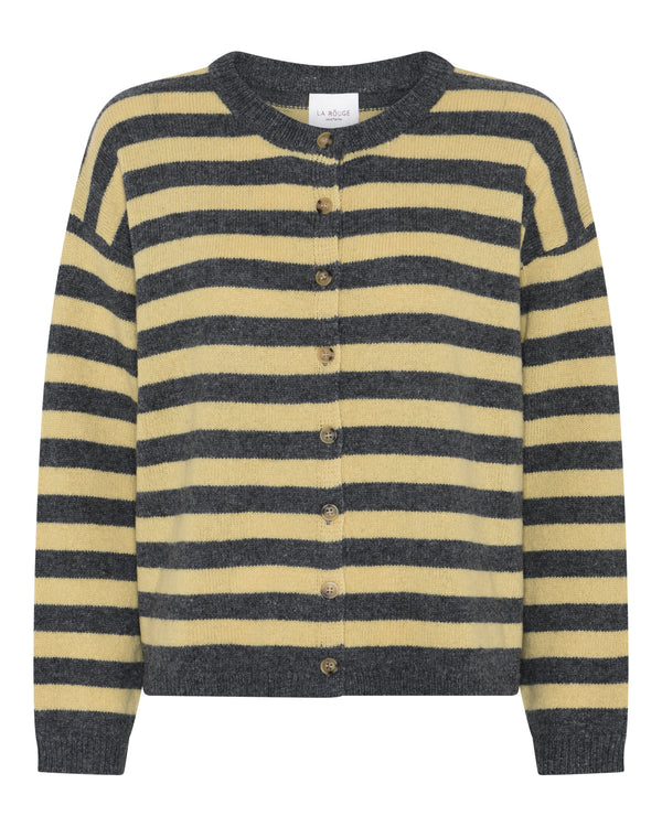 LA ROUGE ApS Sisse Striped Cardigan Cardigan Yellow/Grey Melange