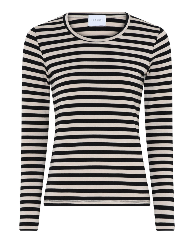 LA ROUGE ApS Stinna Long Sleeve Stripe Long Sleeve Black / Beige