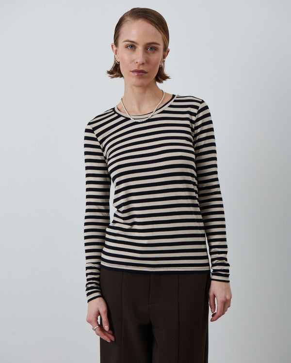 LA ROUGE ApS Stinna Long Sleeve Stripe Long Sleeve Black / Beige