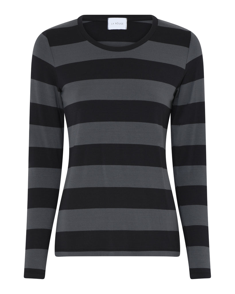 LA ROUGE ApS Stinna Long Sleeve Stripe Long Sleeve Black / Grey Stripe