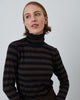 LA ROUGE ApS Stinna Rollneck T-shirt Black / Brown Stripes