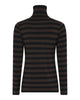 LA ROUGE ApS Stinna Rollneck T-shirt Black / Brown Stripes