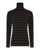 LA ROUGE ApS Stinna Rollneck T-shirt Black / Brown Stripes