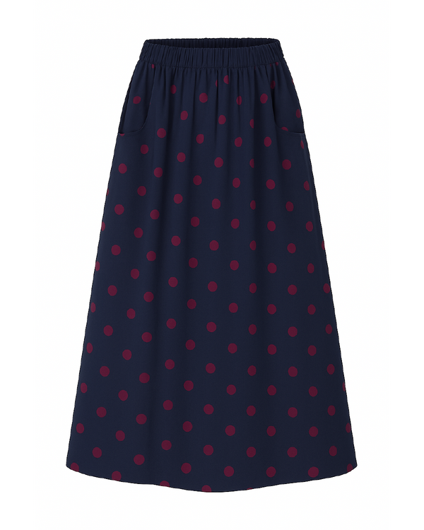 LA ROUGE ApS Vilma Dot Skirt Skirt Navy/Wine Dot