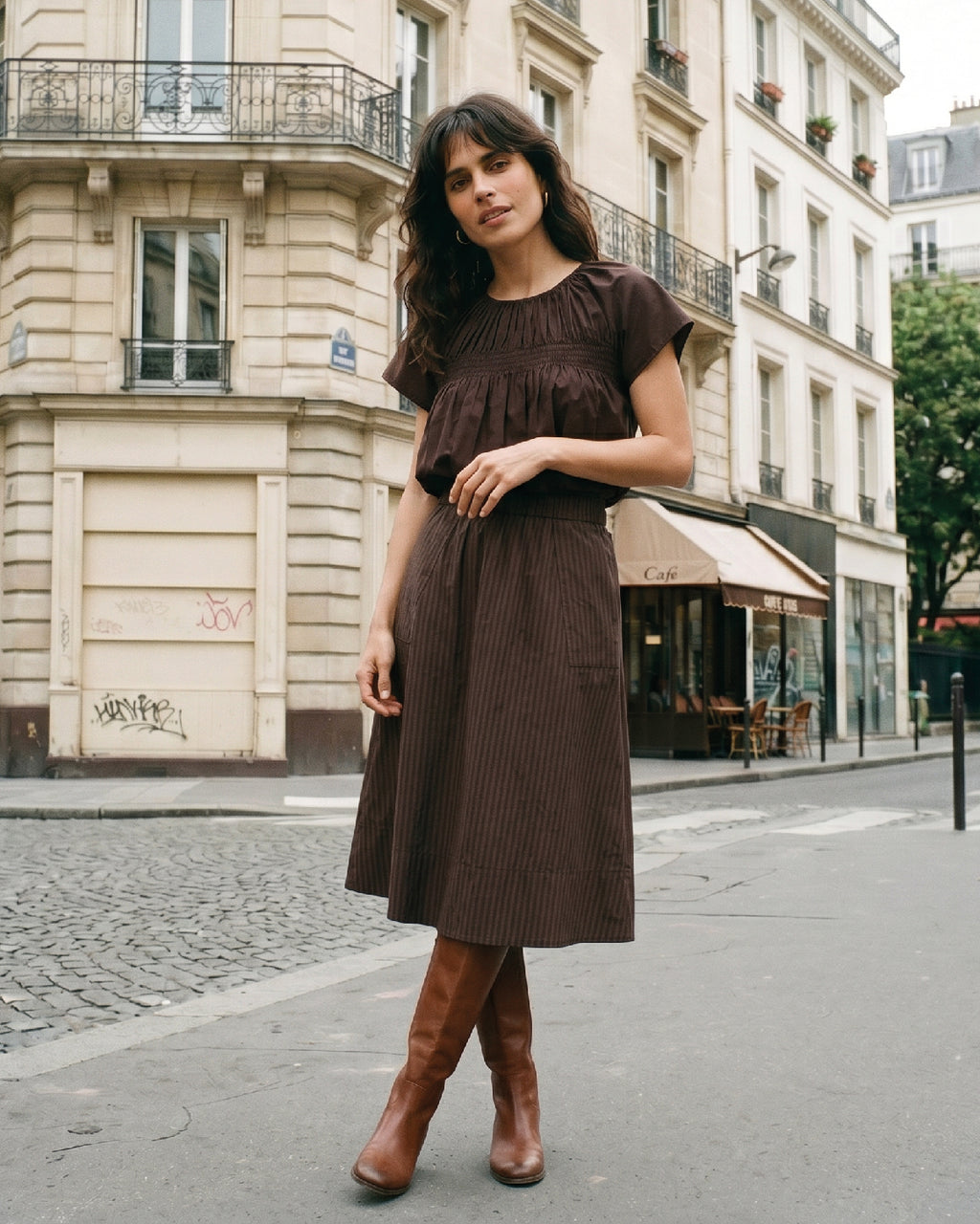 LA ROUGE ApS Vilma Skirt Striped Skirt Brown stripes