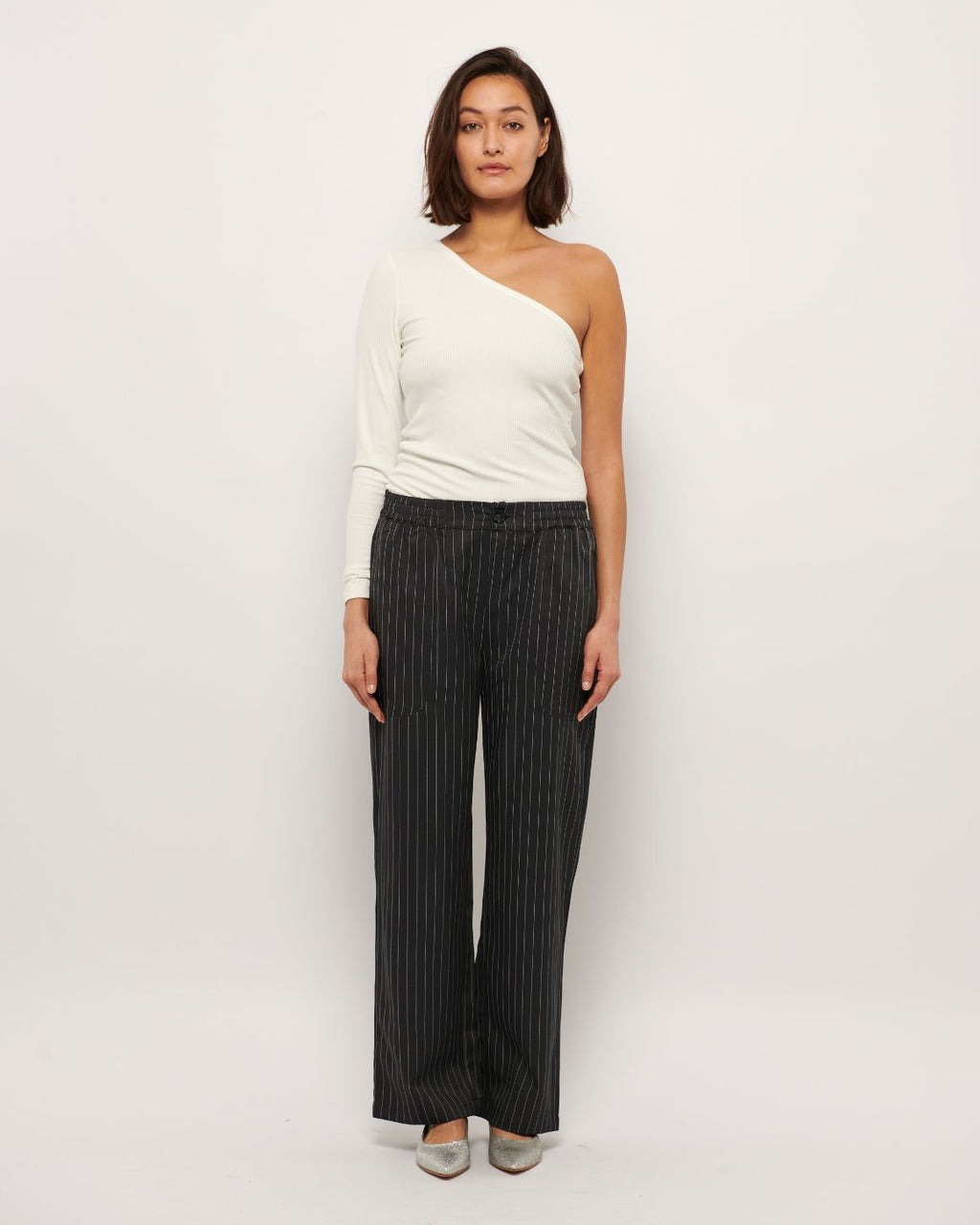 LA ROUGE ApS Lisa One shoulder L/S T-shirt White